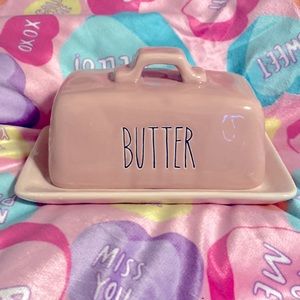 Pink butter dish